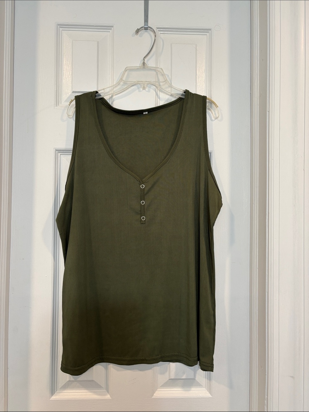 Olive Green Sleeveless V-Neck Tank Top